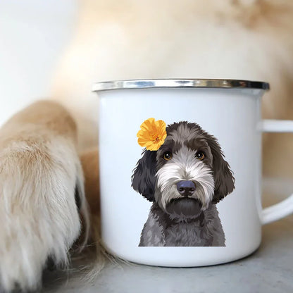 Cute Dog Printed Enamel Coffee Tea Mugs Office Home Party Beer Drink Cola Cups Funny Handle Camping Water Mug Best Friend Gifts