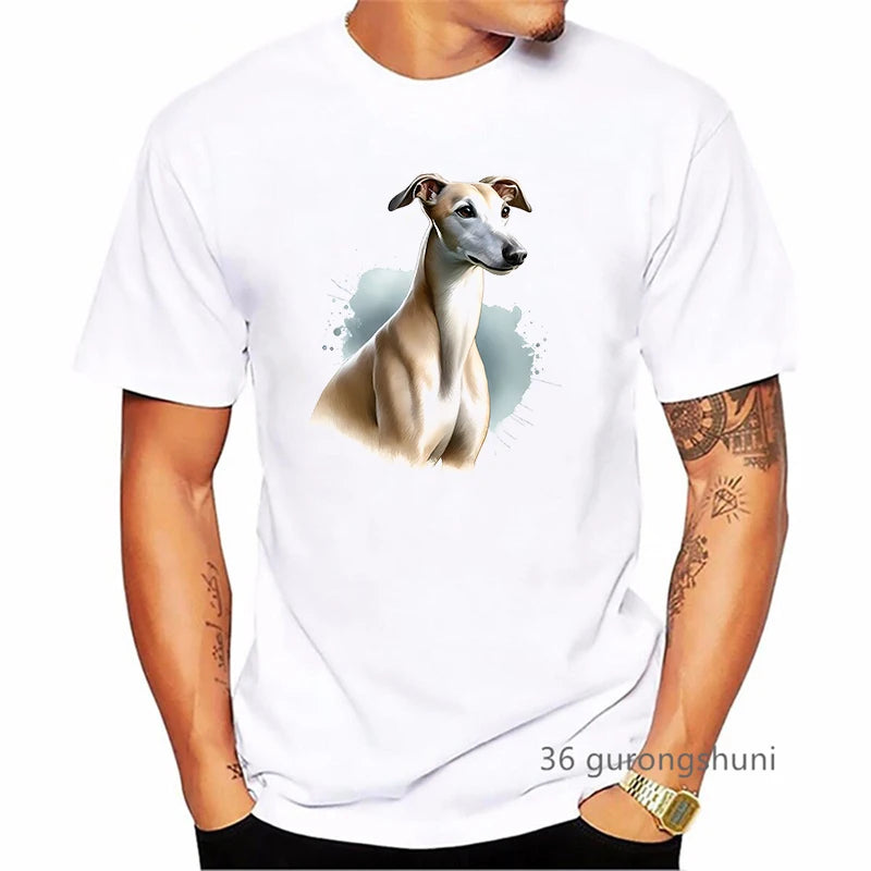 the GREYHOUND - Greyhound Animal Printed T-Shirt, Men Summer Fashion T-Shirt, Homme Kawaii Dog Lover T-Shirt, Harajuku Shirt Streetwear
