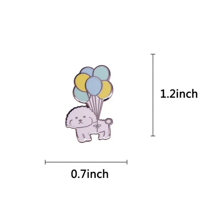Vivi Dog with Balloons Enamel Pin Mini Puppy Bichon Frise Cute Dog Pet Brooch Badge