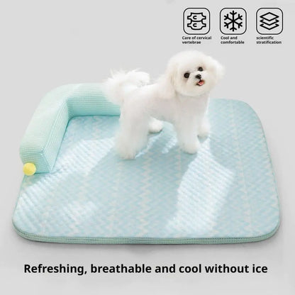 Spring and Summer Upgraded Pillow Sofa Pet Nest, Ice Silk Cat and Dog Cooling Pad, Washable Bottom Waterproof and Anti slip