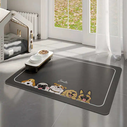 VIKAMA Cute Dog Anti-Dirt Pet Mat-Waterproof, Oil-Resistant, Food-Safe, Quick-Drying, Scratch-Resistant, Easy To Clean