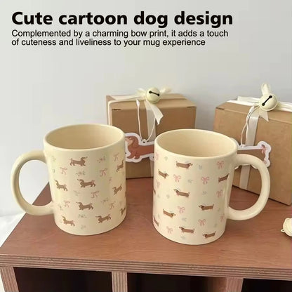 340ML Coffee Mug Cute Dachshund Dog Pattern Ceramic Cup with Handle Coffee Tea Milk Cups Breakfast Water Cup Kitchen Drinkware