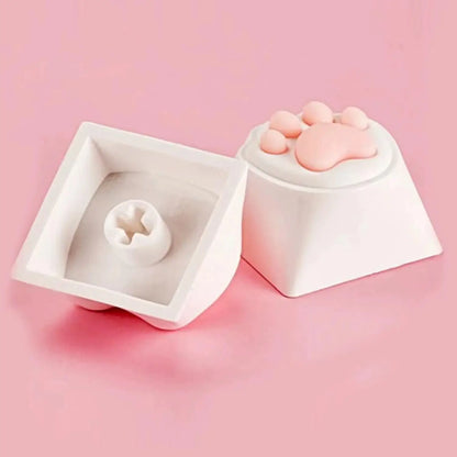 Keyboard Keychain Fidget Toy Cat's Paw Keycap Clicker Fidget Key Chain Decompression Toys Cute Cat's Paw Stress Relief Gifts