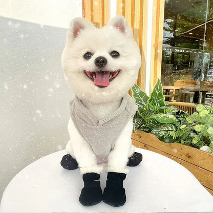 the SNOW DOG SLIPPERS - 4PCS Winter Waterproof Warm Non-Slip Snow Boots for Small Breeds Dogs, Puppy Outdoor Walking Dog Socks, Bootie Pet Paw Care