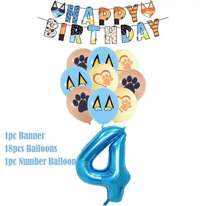 New Cartoon Dog Birthday Party Decoration Setup Boys Children Blue Dogs Party Favor Tableware Plate Napkin Cup Supplies Full Set