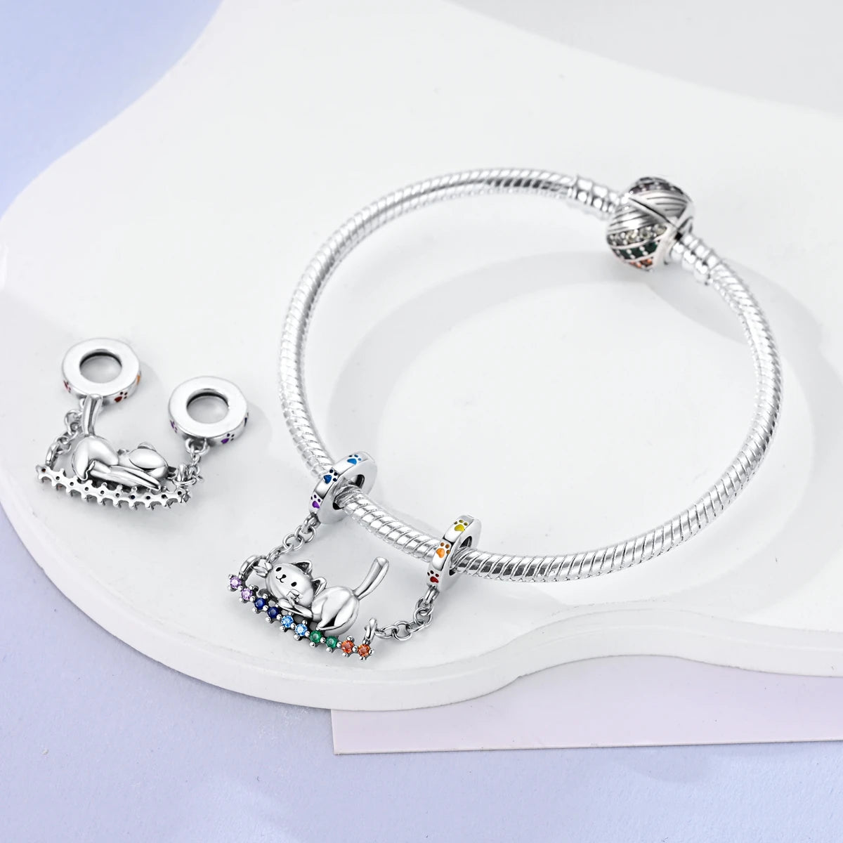 Dog Pet Charms 925 Silver Doggy Paw French Bulldog Bones Beads fit Original Bracelet DIY Fine Jewelry