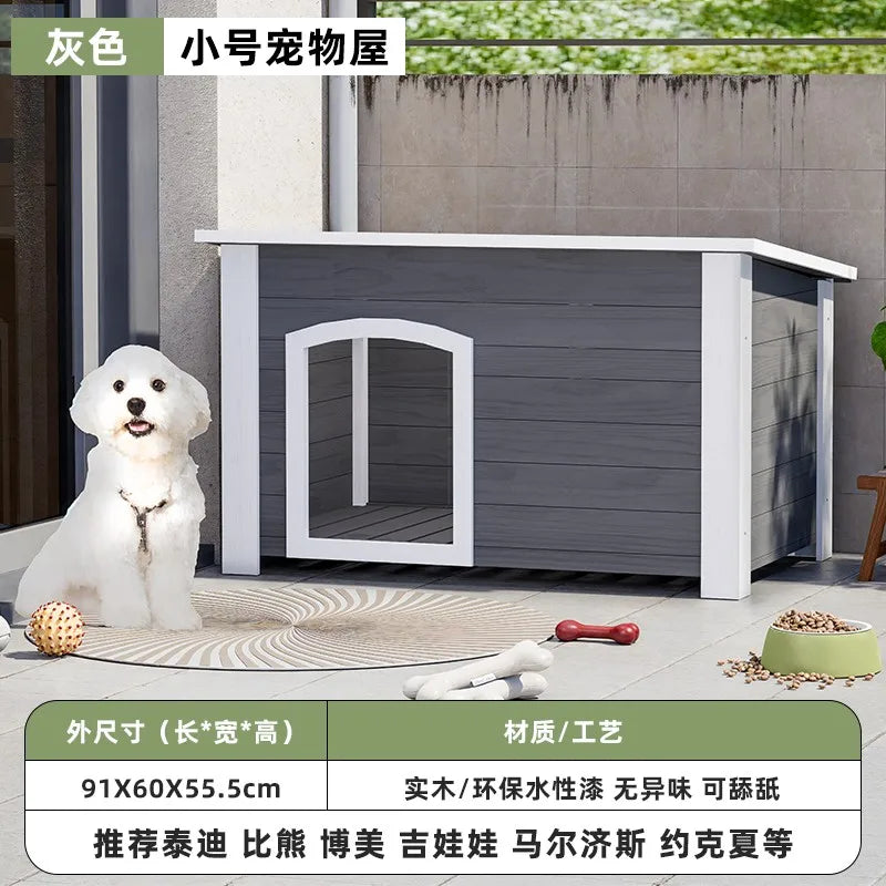 the GOOD DOG DOGHOUSE - Large Dog Kennel, Outdoor Semi-Enclosed Kennel, Winter Outdoor Doghouse, Rainproof and Cold-Proof Luxury Dog Villa