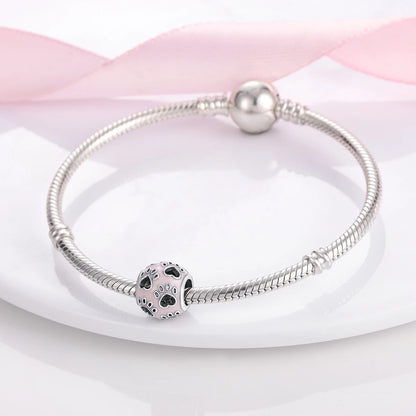 Dog Pet Charms 925 Silver Doggy Paw French Bulldog Bones Beads fit Original Bracelet DIY Fine Jewelry