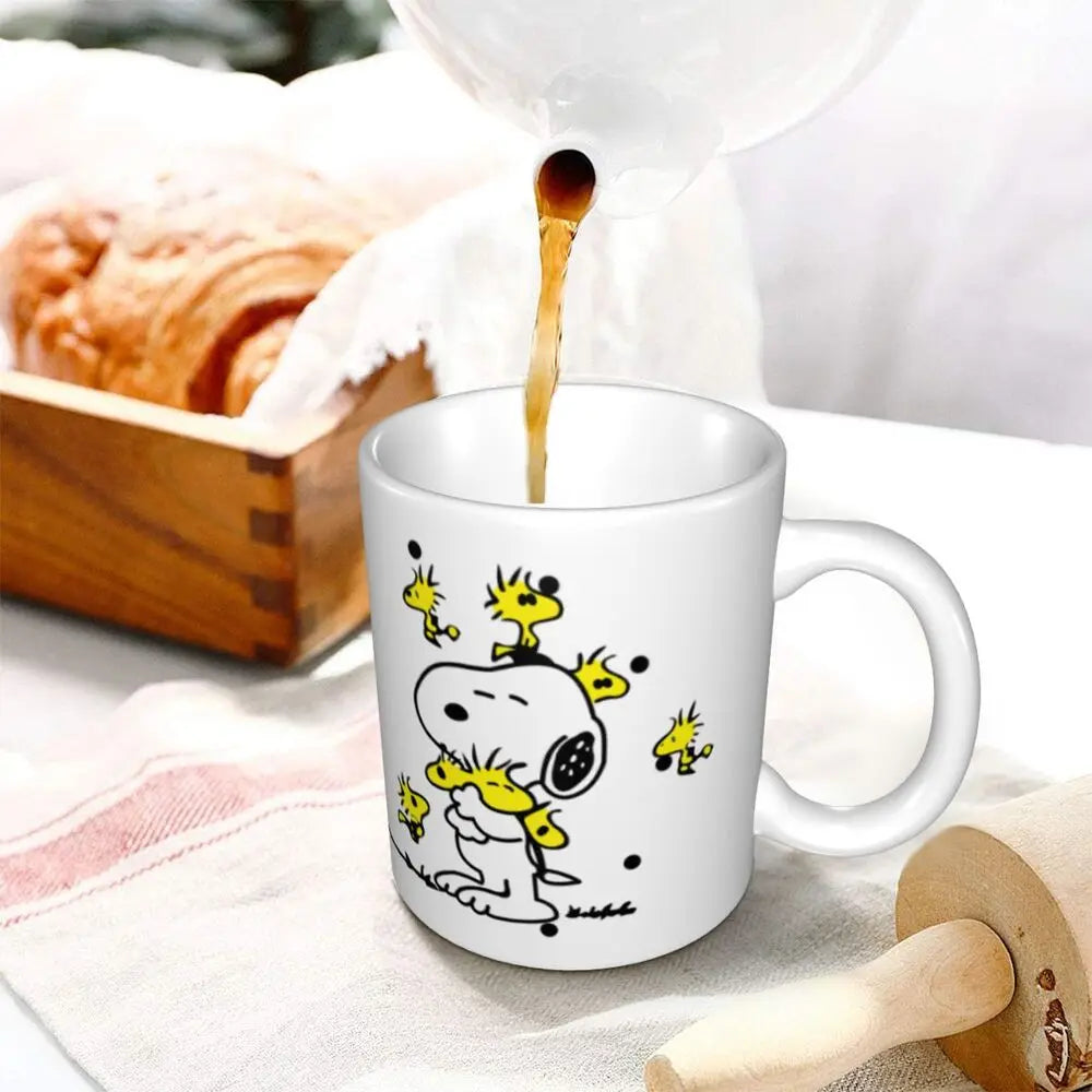 Manga Snoopy Woodstock Cartoon Dog Coffee Mug DIY Customized Ceramic Tea Milk Mug