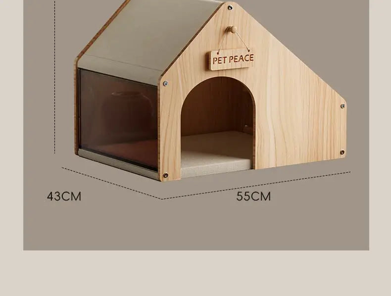 the SERENITY SANCTUARY - Doghouse, Closed Design, Sense of Security, Summer Doghouse, Pet Dog, Solid Wood House, Indoor