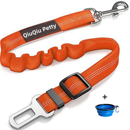 Retractable Dog Car Harness Set with Adjustable Seatbelt, Nylon Pet Safety Tether, Dog Car Harness, With Pet Folding Bowl