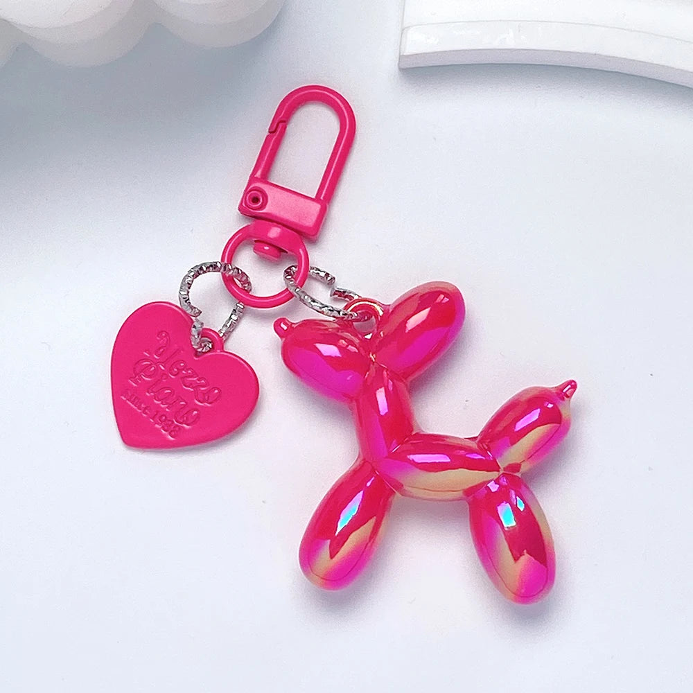 Cute Acrylic Cartoon Balloon Dog Keychains for Women Y2k Bag Pendant Couple Car Key Chains Jewelry Gift Decoration Accessories