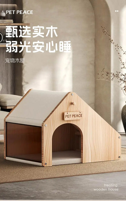 the SERENITY SANCTUARY - Doghouse, Closed Design, Sense of Security, Summer Doghouse, Pet Dog, Solid Wood House, Indoor