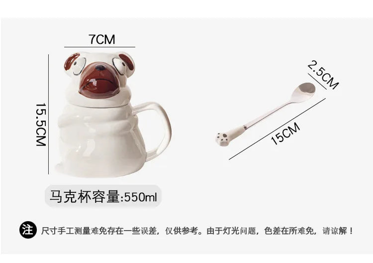 Funny Pug Dog Mug Large Ceramic Cup Cute Creative Gift for Boyfriend Birthday Present