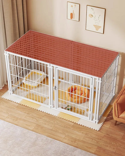 the KENNEL CAGE - Outdoor Dog/Cat House, Durable Dog Crate, Indoor Pet Playpen for Small/Medium Dogs/Cats Metal Playpen Secure Fence