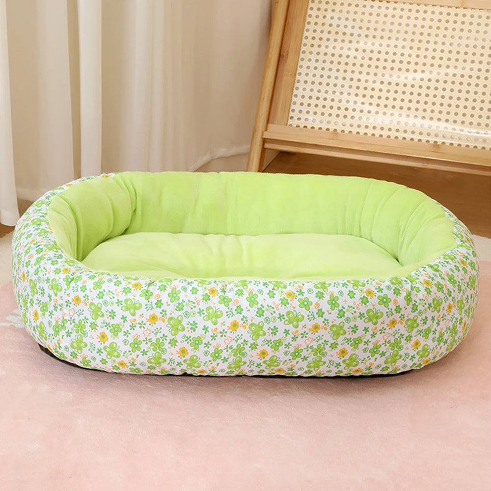 All Seasons Soft Flower Cute Small Cat Sofa Bed Comfortable Medium Dog Bed House Elastic Medium Cat Nest Kennel Accessories