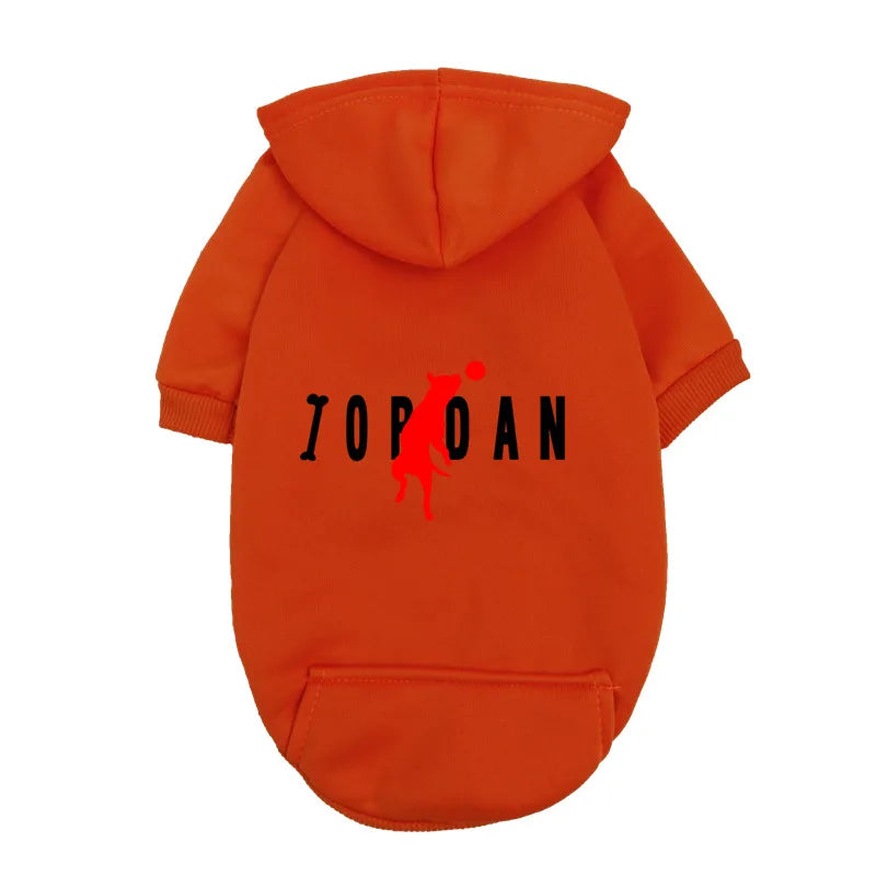 the PAWSPORT FLEECE HOODIE - "JOPDAN" Dog Hoodie for Small/Medium Dogs, Cute Sport Pattern Pet Sweatshirt, Warm Fleece Puppy Outfit Coat