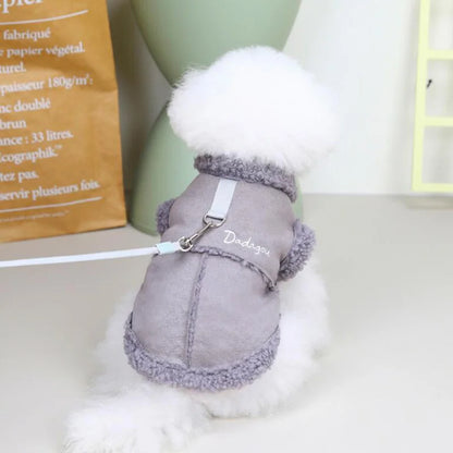 British Style Dog Jacket Lamb Fleece Winter Warm Dog Clothes for Small Dogs Puppy Costume Chihuahua Coat Pet Pug Yorkie Outfits