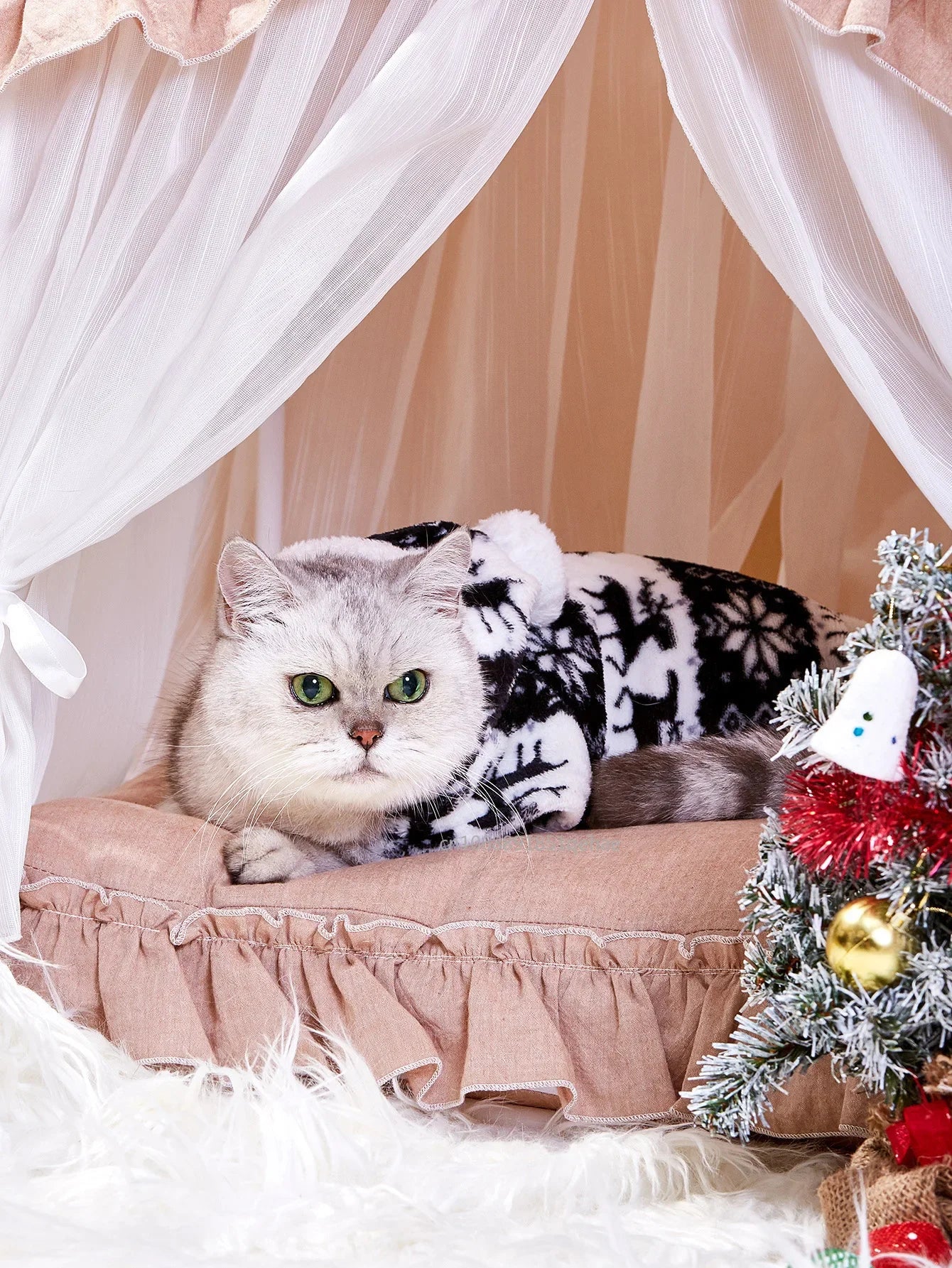 the JOLLY JAMMIES PET PAJAMAS - Winter Dog Christmas Jumpsuit, Clothes Warm Plush Pet Pajamas for Small/Medium Dogs/Cats, Overalls Puppy, Warm Dog Clothing