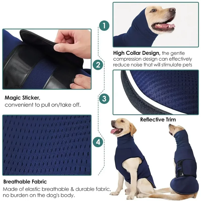 the CALMING VEST - Dog Anxiety Vest, Thunder Jacket for Large Dog, Calming Jacket with Hoodie, Dog Anxiety Jacket, Dog Hoodies for Noise
