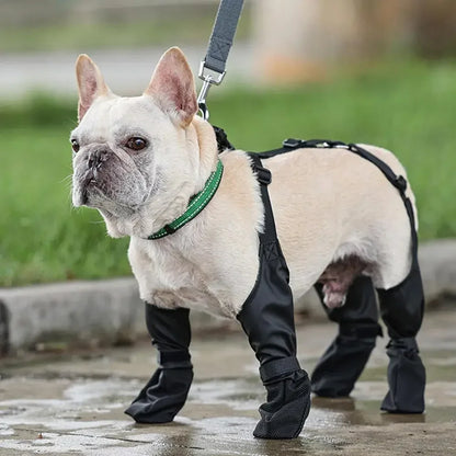 the LEATHER LEGGINGS - Waterproof Dog Shoes, Adjustable Dog Boots, Pet Breathable Shoes for Outdoor Walking, Soft French Bulldog Shoes, Pet Paws Protector