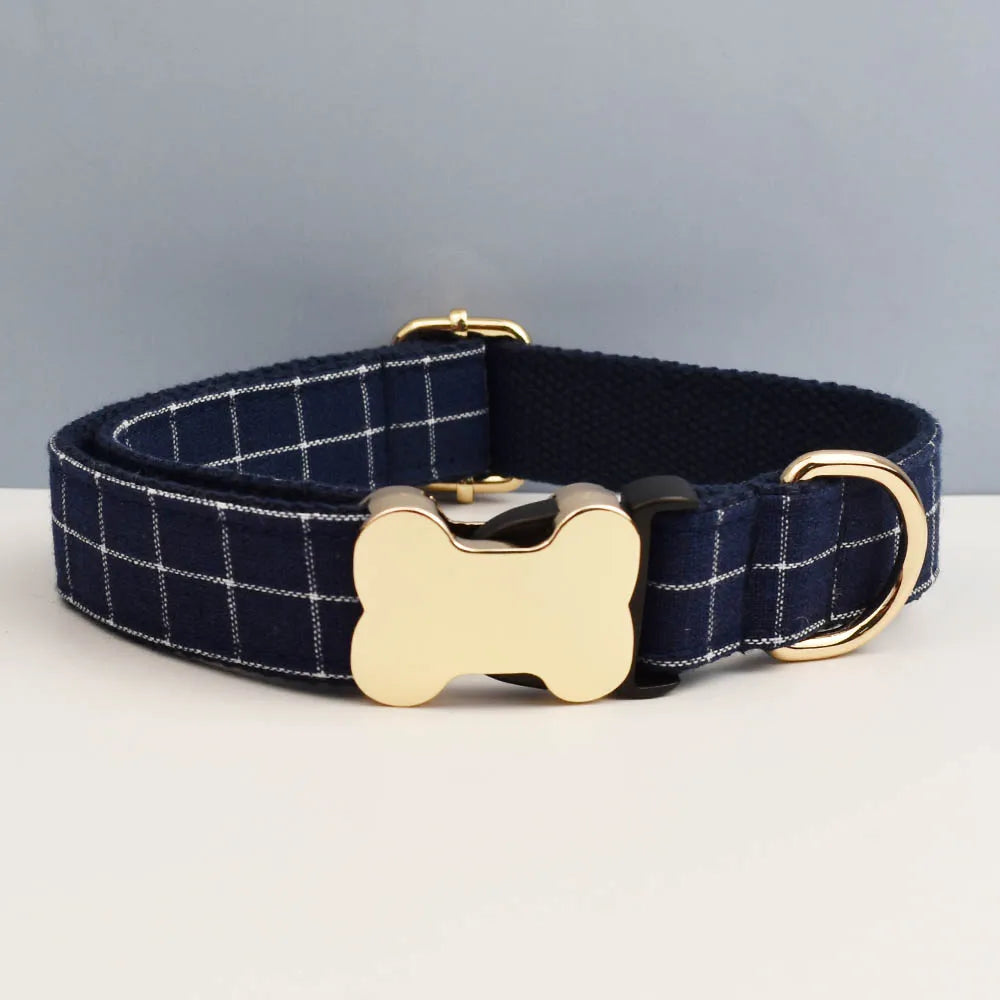 the CUSTOMCREST PLAID COLLAR - Custom Design Logo Plaid Dog Collar, High Quality Cotton Pet Accessories, Personalized, Lead Your Dog - Stand Out in Style