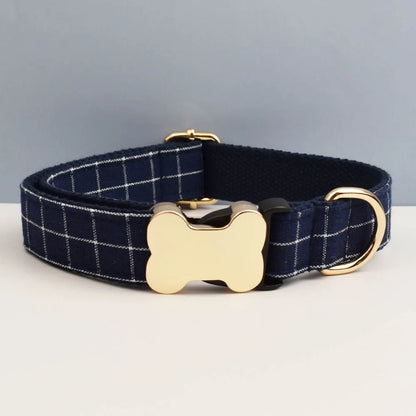 the CUSTOMCREST PLAID COLLAR - Custom Design Logo Plaid Dog Collar, High Quality Cotton Pet Accessories, Personalized, Lead Your Dog - Stand Out in Style