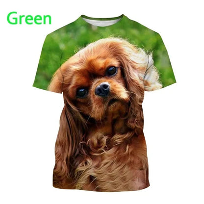 the COOL CAVALIER - Beautiful Cavalier Dog 3D Printed T-Shirt, King Charles Spaniel Fashion, Men/Women's Personality Hip Hop Casual T-Shirt Tees Tops