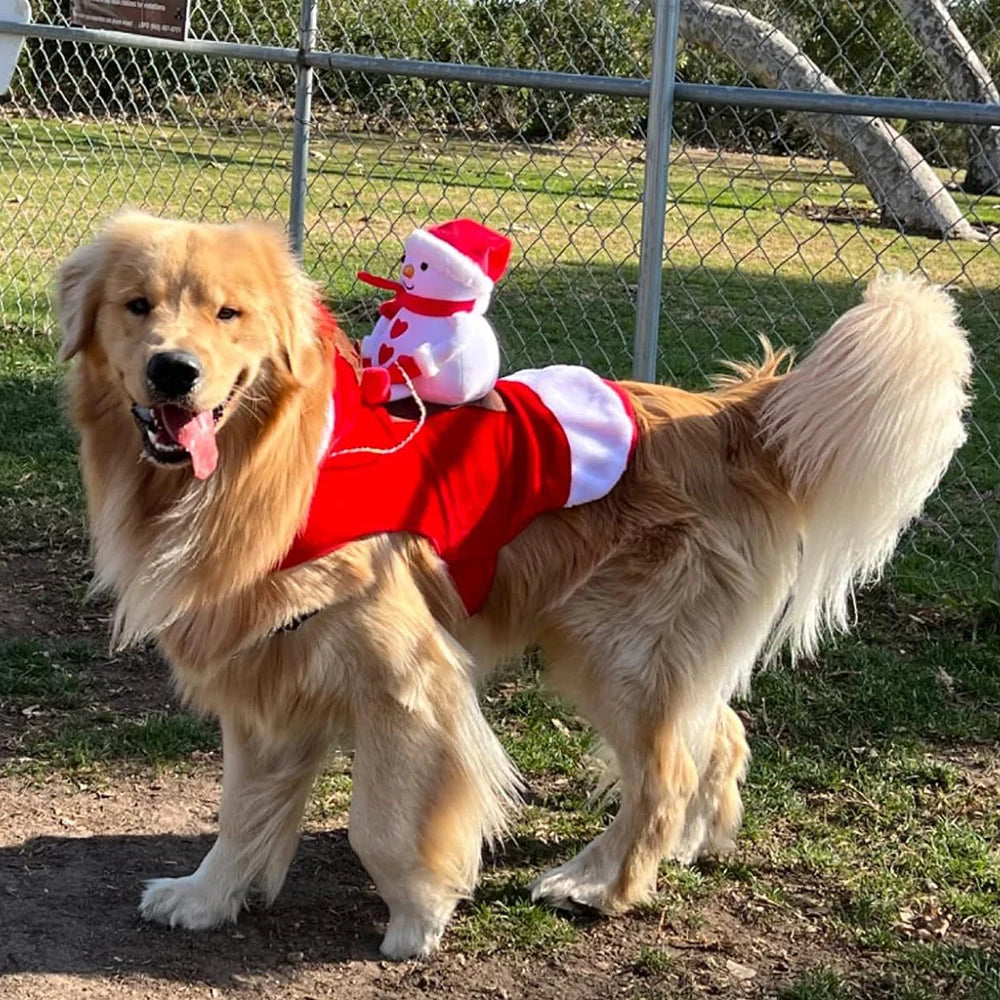 the CLAUS & PAWS COSTUME - Funny Christmas Pet Cosplay Clothes for Small/Medium Dogs/Cats, Warm Dog Cloak with Santa Claus Pet Costume, Happy New Year Gift