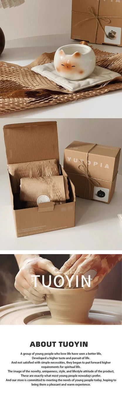 Cute Ceramic Cup Creative Siamese Cat Shaped Mug Coffee Cups Office Milk Cup Household Drinking Utensil Funny Birthday Gift