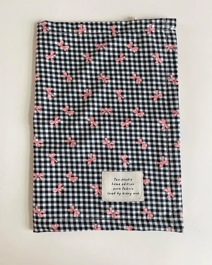 INS Plaid Bow Pet Meal Mat Double-sided Insulation Pad Napkins Cloth Desktop Accessories Shooting Background Cloth