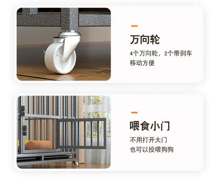 Heavy Duty Dog Cage Large Medium Pet Cage with Toilet Full Square Tube Indoor Dog House