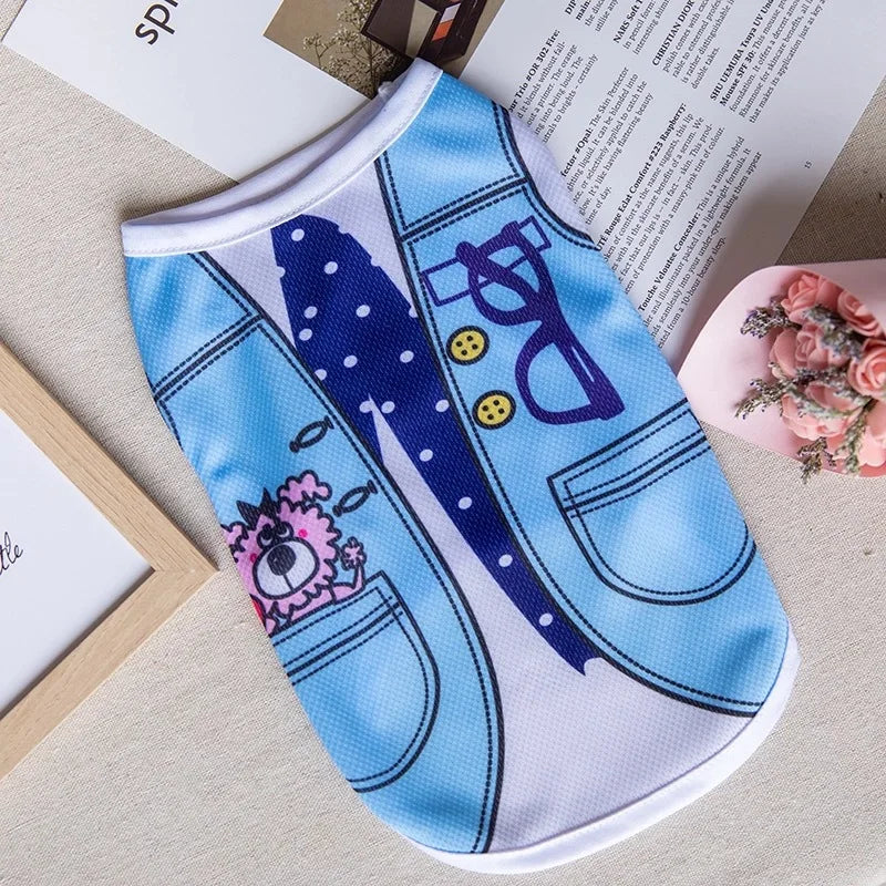 Quick-drying Yorkie Dog Vest Dog Tank Top Summer/Spring Cartoon Hoodie Chihuahua Dog Clothes French Bulldog Puppy Dogs/Cat Shirt