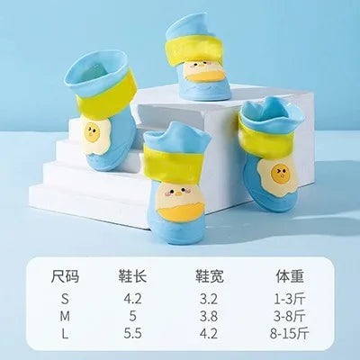 the RAIN BOOTS - Dogs Waterproof Cute Egg-Shaped Silicone Rain Shoes, Small and Medium-Sized Dogs, Rain Resistant, Anti-Slip Pet Shoes