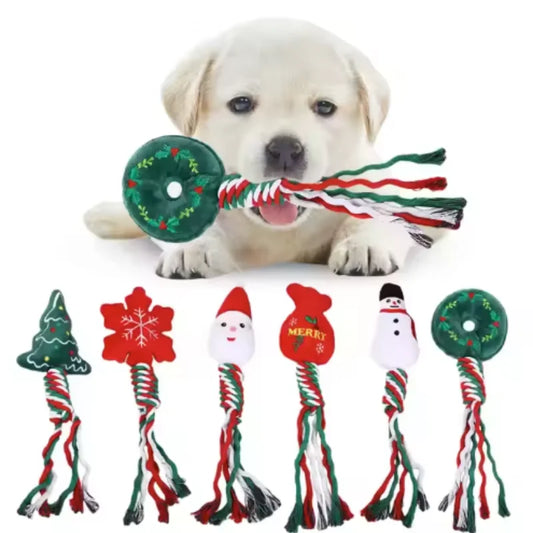 FestivePaw Rope Toy™ | Christmas Squeaky Rope Chew for Dogs