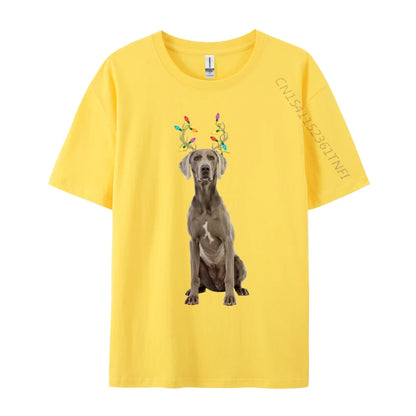 the WEIMARANER REINDEER - Weimaraner Reindeer Christmas Dog T-Shirts, Print Tee Shirts Premium Cotton Plus Size Tops
