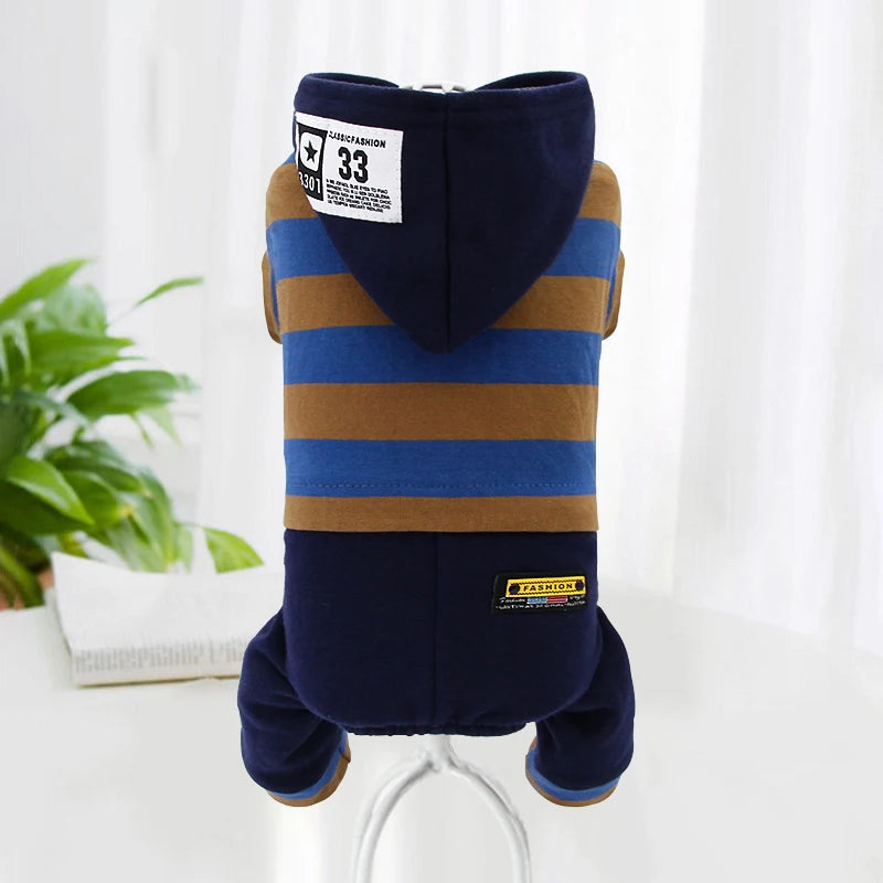 Pet clothing, dog four-legged hoodie, new autumn and winter Pomeranian Teddy with fleece Corgi Bichon Frise puppy clothing