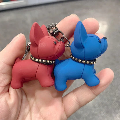 PU Leather Dog Keychains for Women Bag Pendant Fashion Punk French Bulldog Keychain Jewelry Trinket Men's Car Key Ring Key Chain