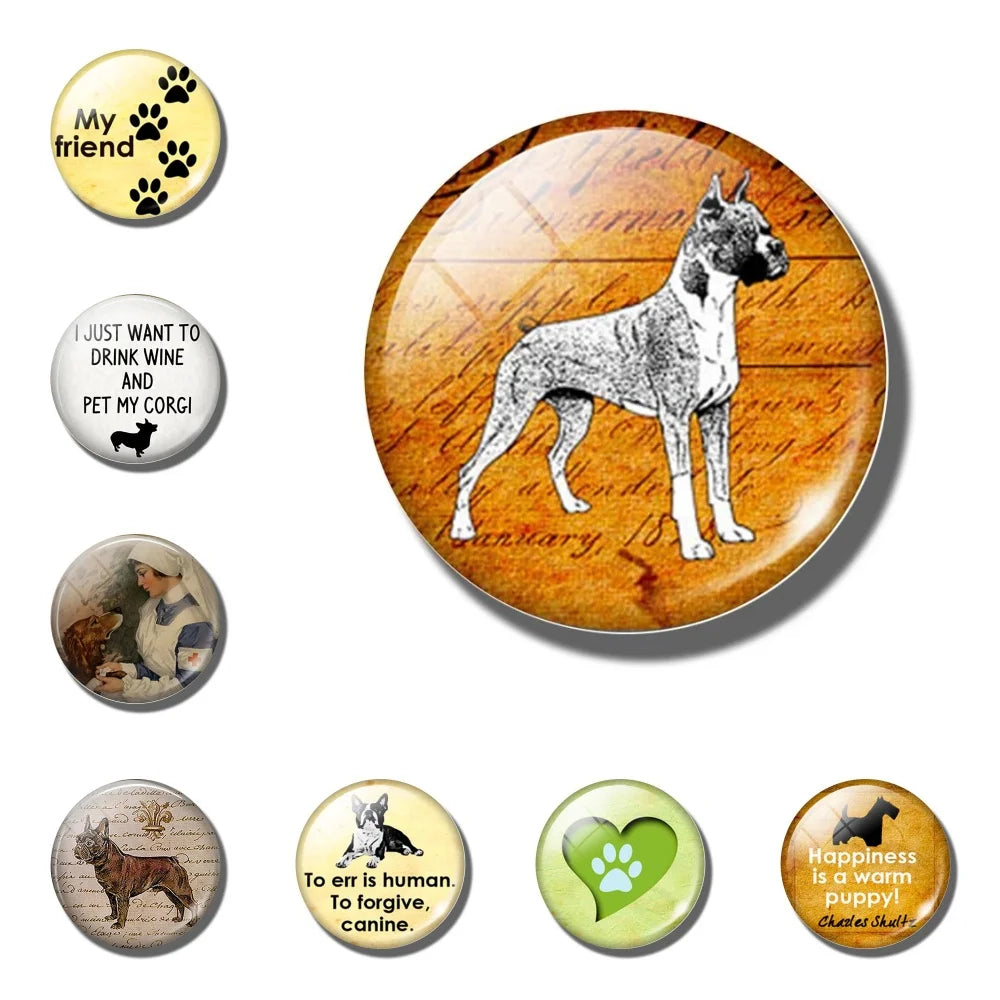 Yellow Brown Dachshund 30MM Fridge Magnet Handmade Weiner Dog Glass DomeRefrigerator Magnets Sticker Cute Animals Kitchen Decor