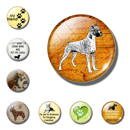 Yellow Brown Dachshund 30MM Fridge Magnet Handmade Weiner Dog Glass DomeRefrigerator Magnets Sticker Cute Animals Kitchen Decor