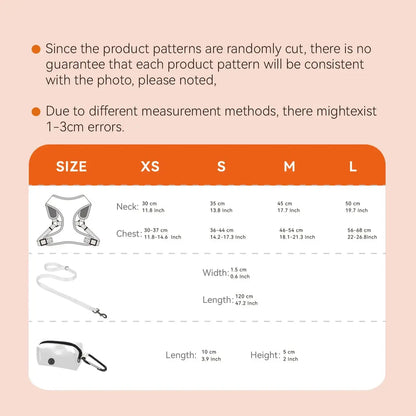 the JUCIYPAWS 3-PIECE SET - 3PCS/Set Watermelon Love, High Quality Dog Harnes Leash with Poop Bag Holder Set, Soft Breathable Lining