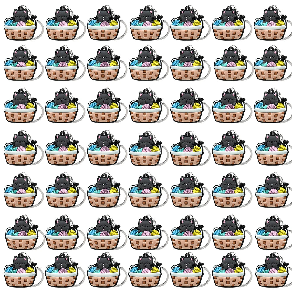 50PCS Cute Animal Keychain knife Ducks Dogs Cats Keyring for Women Men Kids Handbag Cool Car Key Accessories Friends Key Gifts