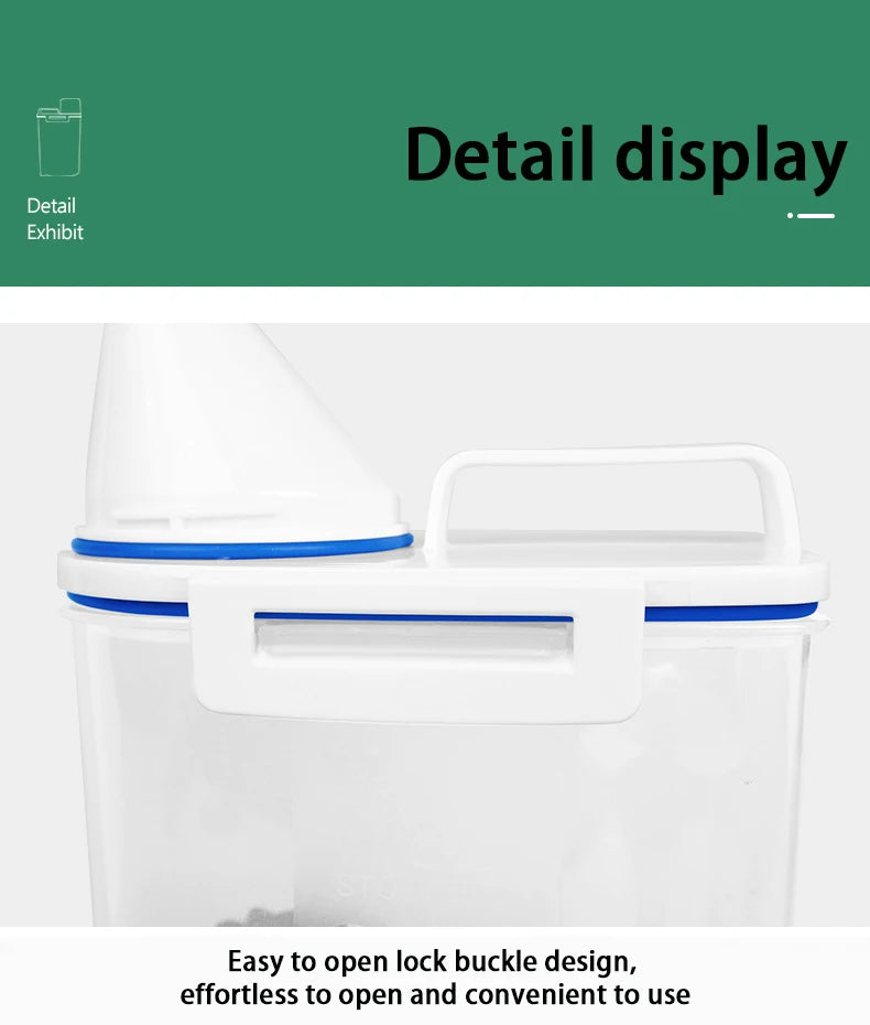1.5L/2L Dog Cat Food Pail Plastic Storage Tank with Measuring Cup Container Moisture-proof Sealed Jar Pet Supplies Accessories
