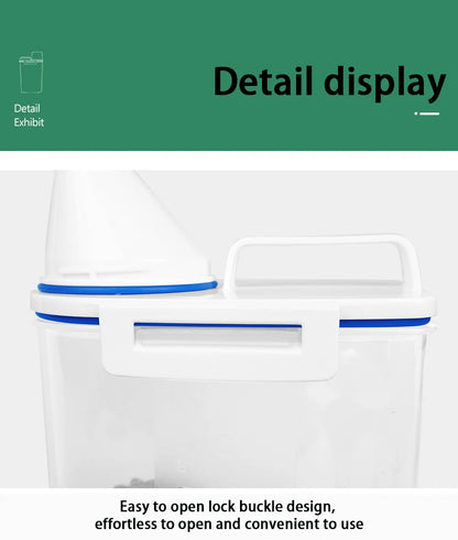 1.5L/2L Dog Cat Food Pail Plastic Storage Tank with Measuring Cup Container Moisture-proof Sealed Jar Pet Supplies Accessories