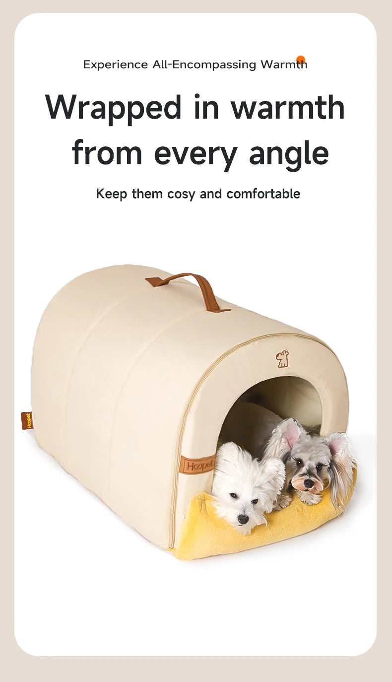 HOOPET Enclosed Dog Bed for Anxiety, Self Warming Calming Pet Tent with Removable Plush Mat, Washable Large Indoor House