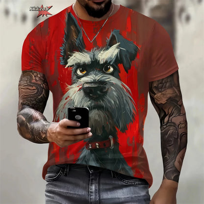 the CRAZY DOG - Summer Funny Dog Pattern 3D Print Men's T-Shirt, Casual O-Neck Loose Short Sleeve Fashion Trend Men Clothing, Oversized T-Shirt
