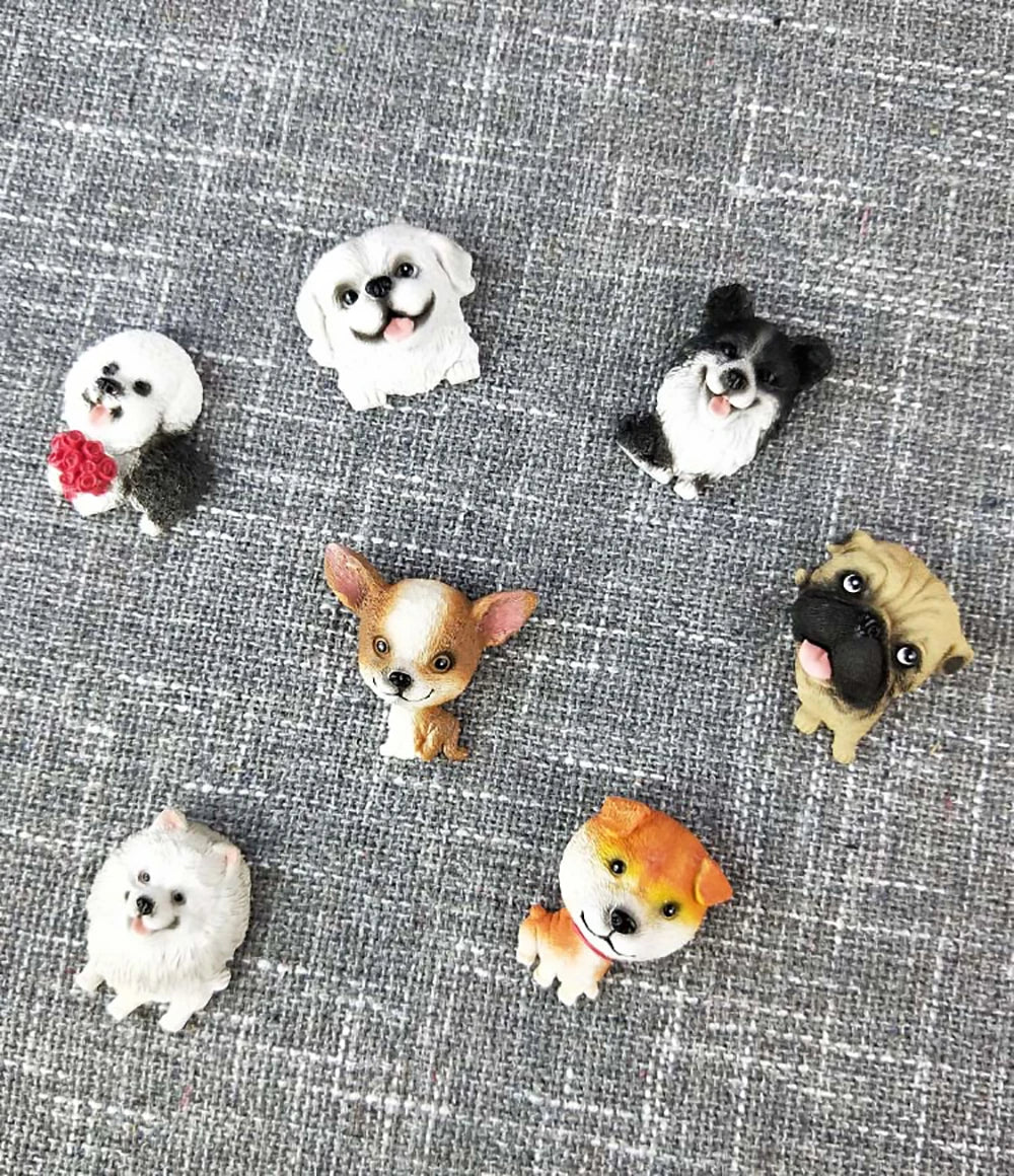 3D animal magnet refrigerator sticker simulation dog labrador Pug corgi Teddy Bichon resin Craft wall door home decoration gifts