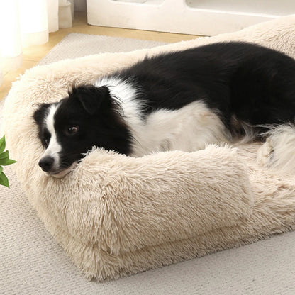 Full Filling Medium Dog Bed Half Surround Large Dog Sofa Soft Square Cat Bed Kennel Plush Puppy Nest House Accessories