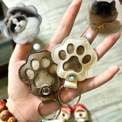 Pet Hair Memorial Keychain PU Leather Keepsake Locket for Cat Dog Fur Collection Memorial Keyring Gifts Decoration Accessories