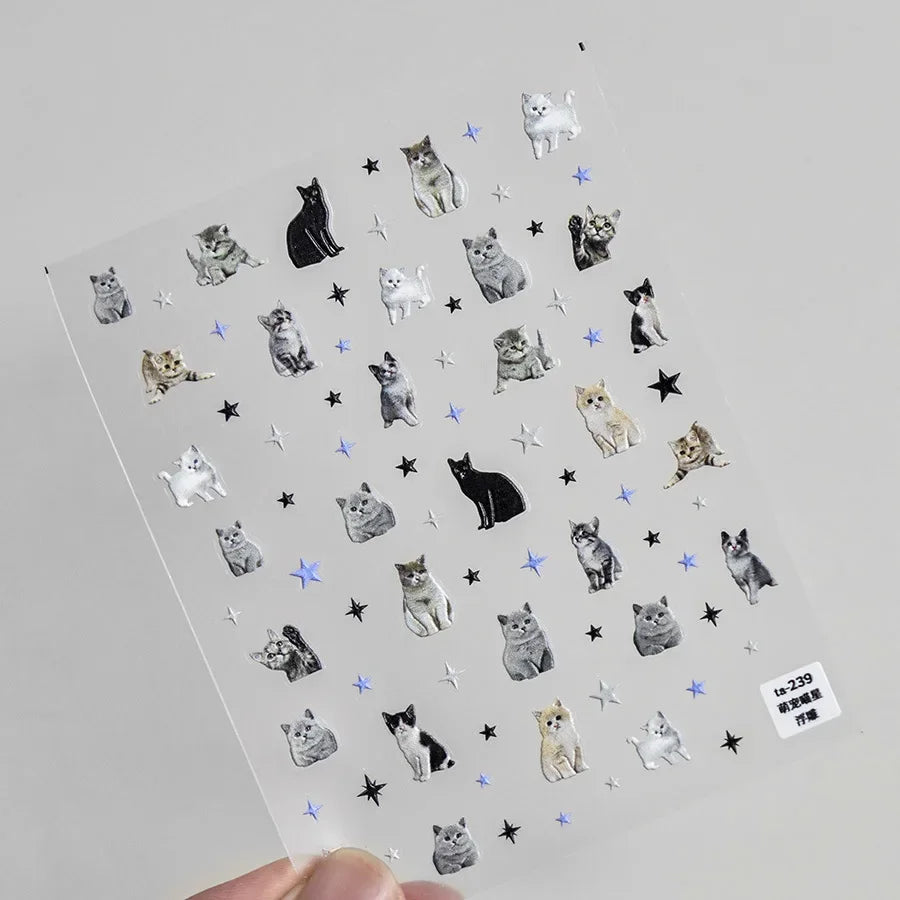 Colorful Balloon Cute Puppy Flower Cherry Bowknot Love Happy Dog Animal Self Adhesive Nail Art Sticker Decoration Manicure Decal